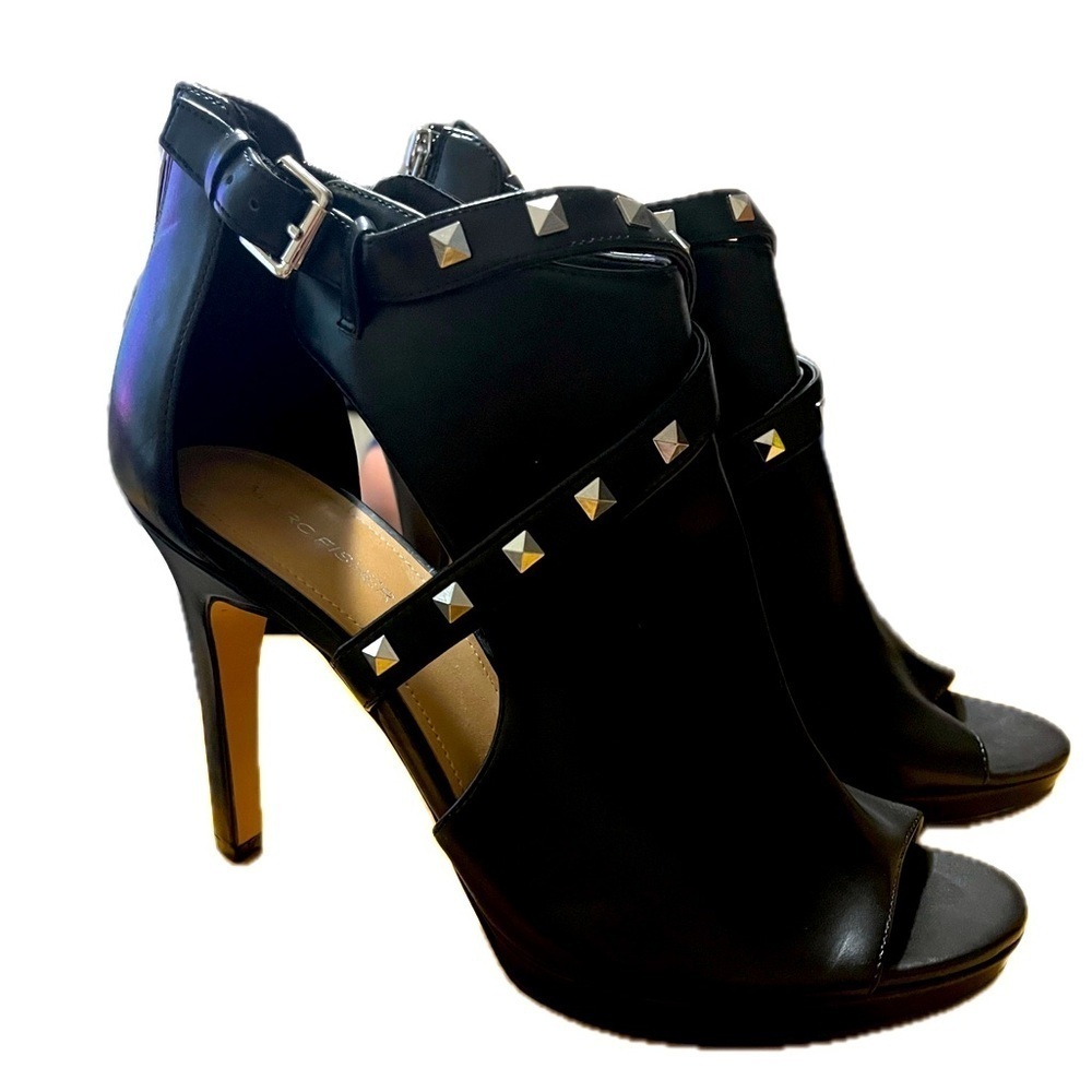 Marc Fisher Womens Heels with Silver Studs Zip up Backs sz 10M used